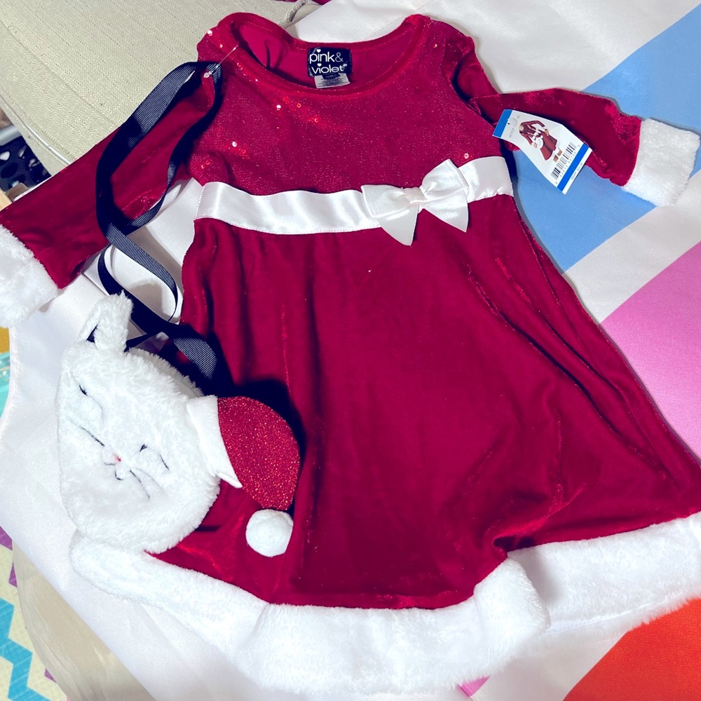 Red Christmas party dress with matching purse holiday outfit NWT!
